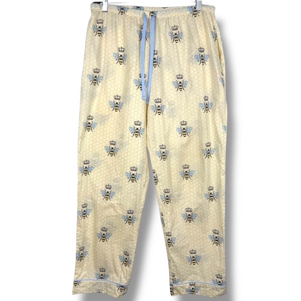 The Cats Pajamas Queen Bee Honeycomb Print Cotton Pajama Pants M